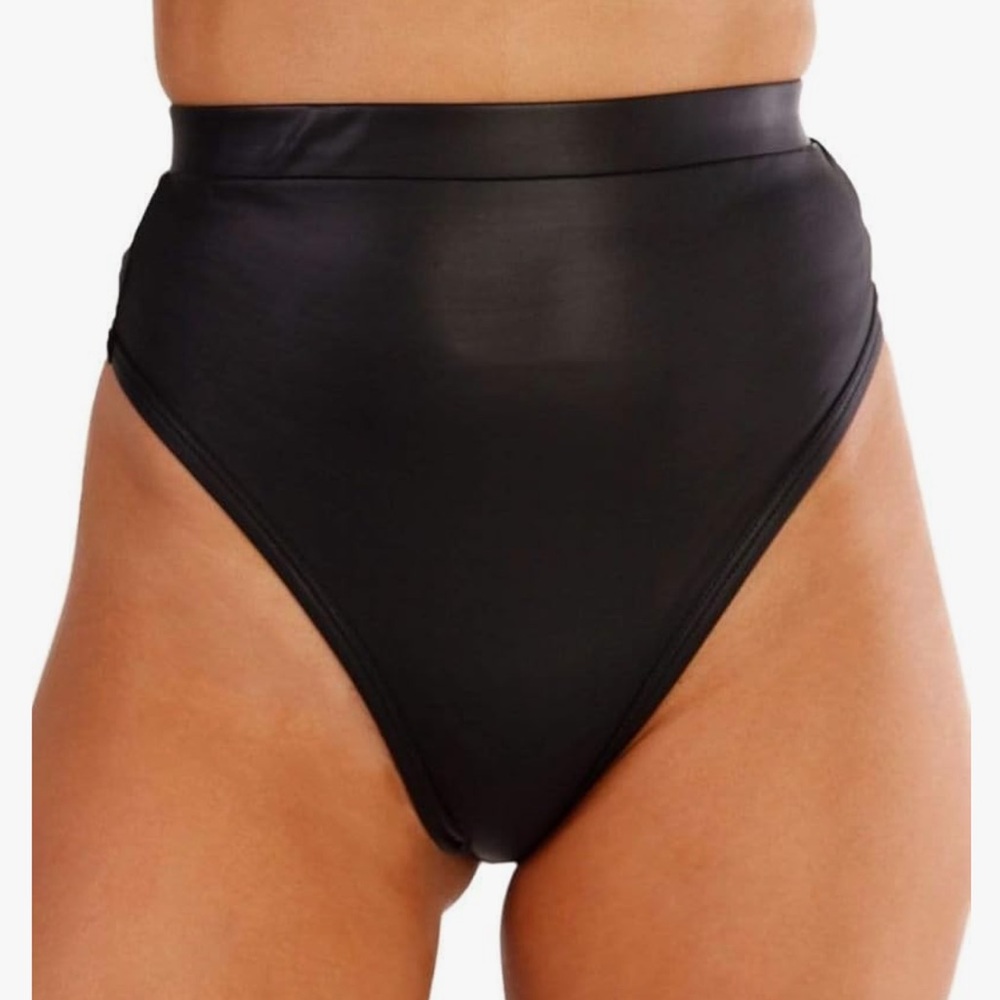 iHeartRaves Faux Leather High Rise Thong